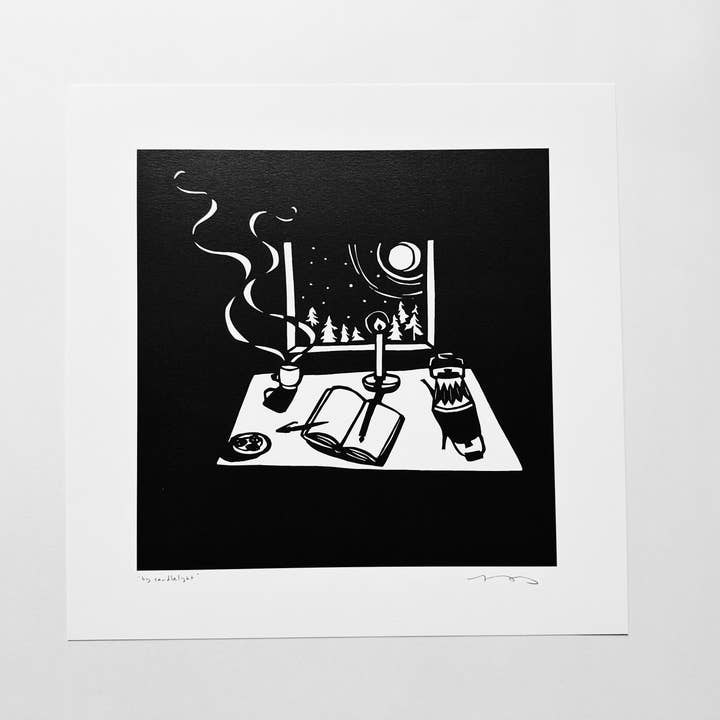 "À la lueur des bougies" Impression 12x12" pour la vente par Anna Brones