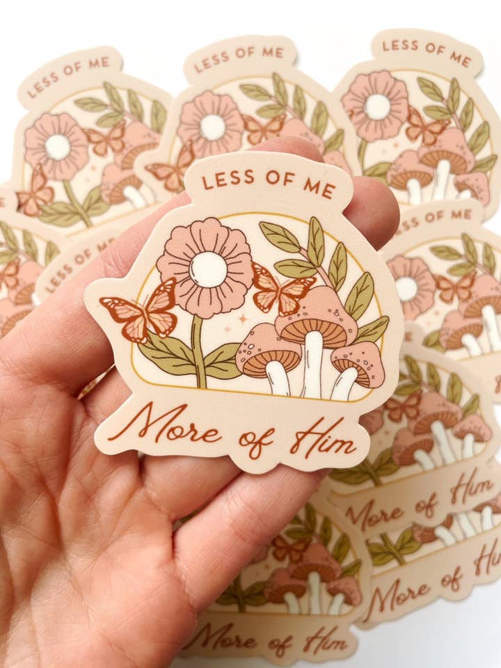 Autocollant More Of Him | Autocollant esthétique | Autocollants Faith pour la vente par Brianna Collins Designs