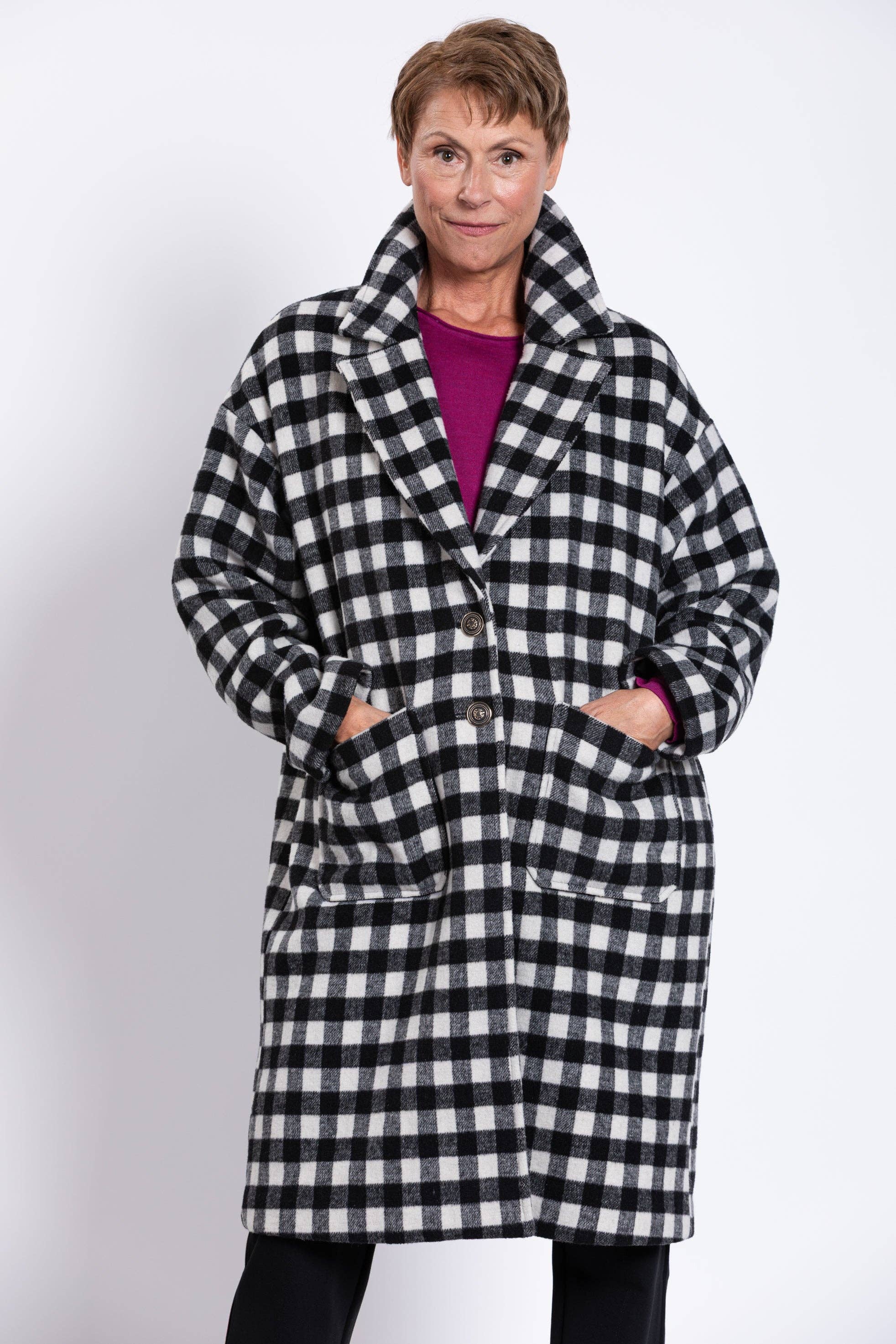 Blue Sky Clothing Co LLC - Wholesale Coat – Women’s - Vanessa Coat, BW Check, Boiled Wool