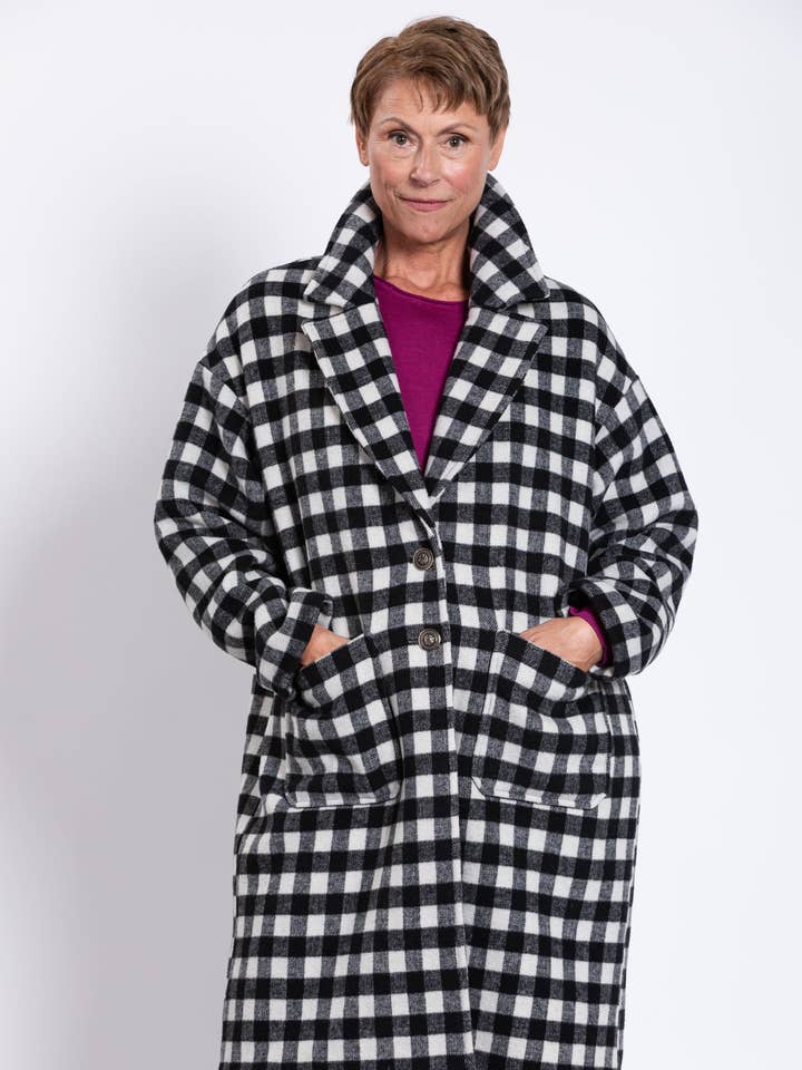 Blue Sky Clothing Co LLC - Wholesale Coat – Women’s - Vanessa Coat, BW Check, Boiled Wool0
