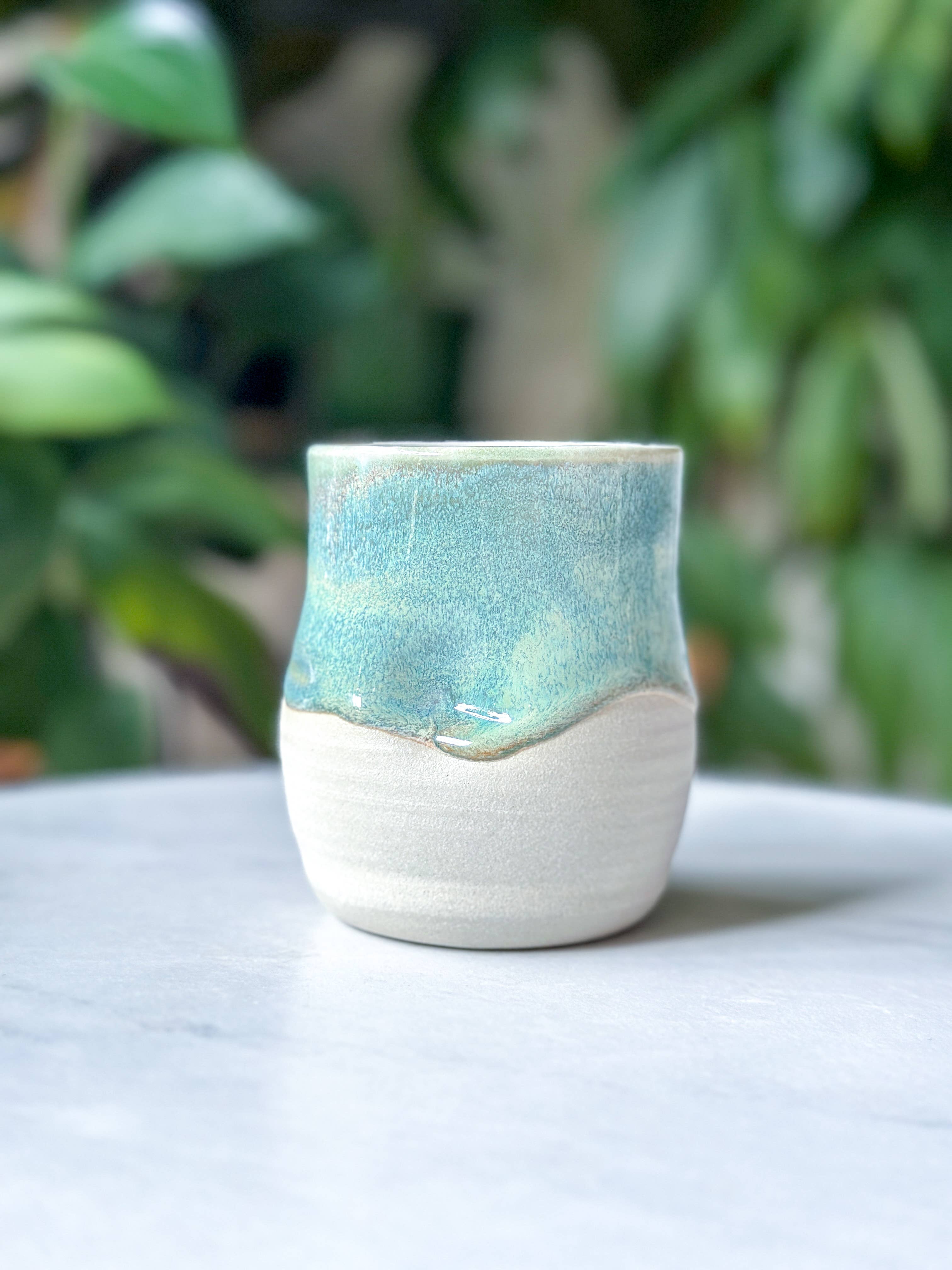 Van Isle Clayworks - Wholesale Coffee/Tea Cup - Turquoise Stoneware Cup - Shoreline Glaze - Pottery Ceramic4