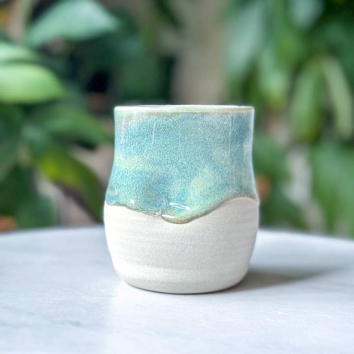 Van Isle Clayworks - Wholesale Coffee/Tea Cup - Turquoise Stoneware Cup - Shoreline Glaze - Pottery Ceramic4