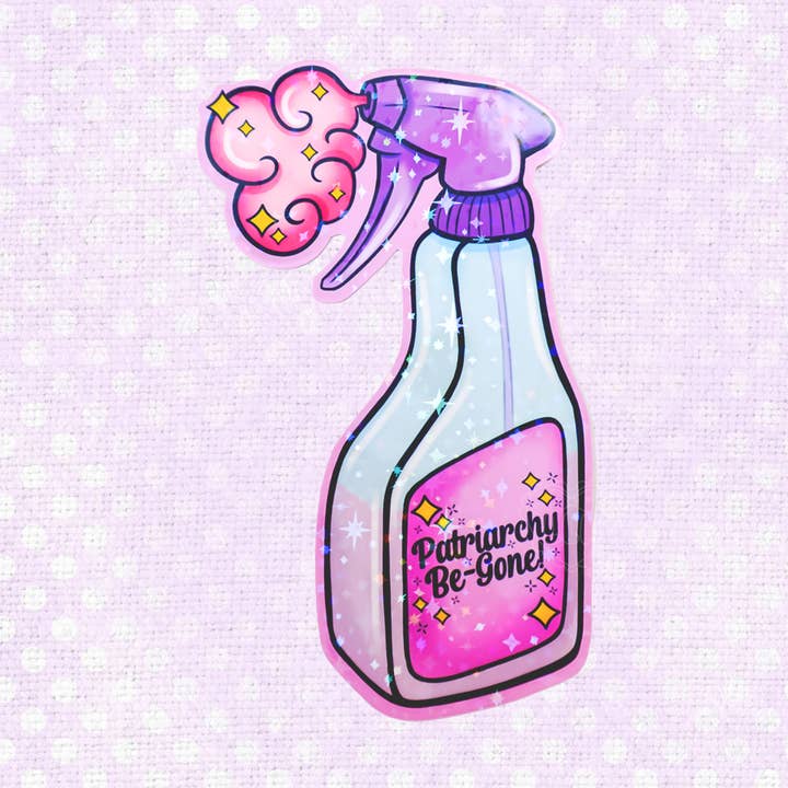 LooLooKazoo - Vente Autocollant - Le patriarcat holographique disparaîtra ! Autocollant en vinyle pour flacon pulvérisateur0