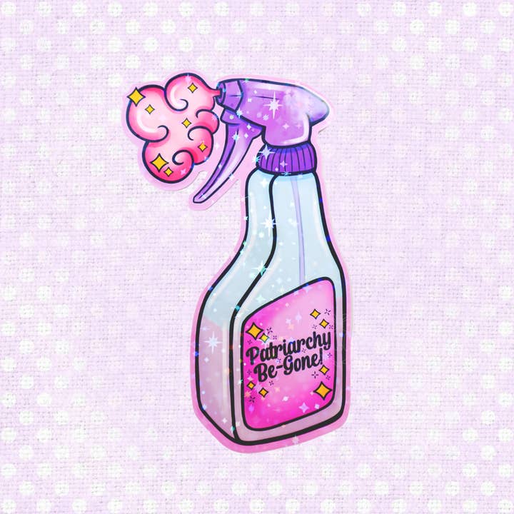 LooLooKazoo - Wholesale Sticker - Holographic Patriarchy Be-Gone! Spray Bottle Vinyl Sticker