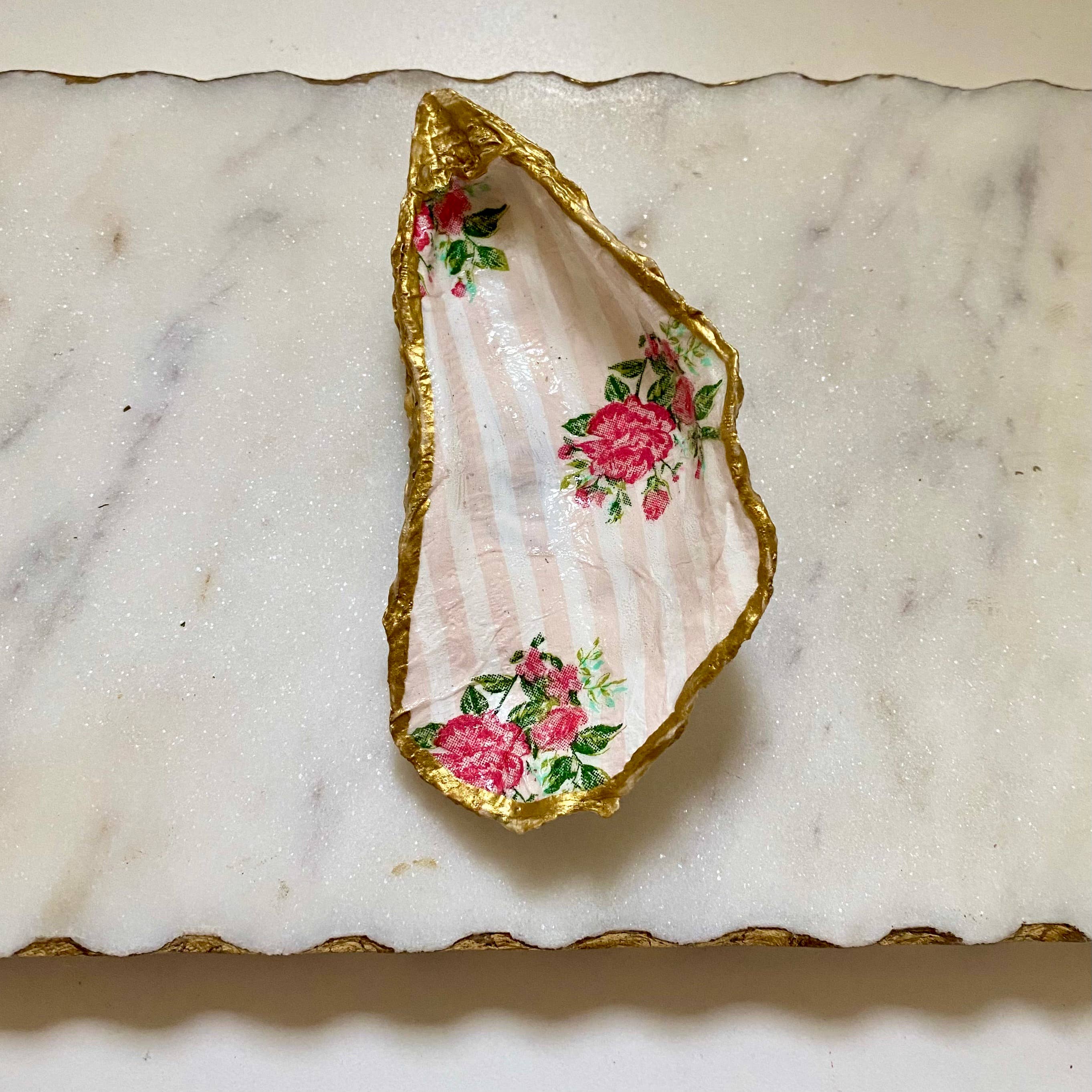 Del Mar Designs DC - Wholesale Jewelry Dish - Striped Rose Oyster Shell Jewelry Dish1