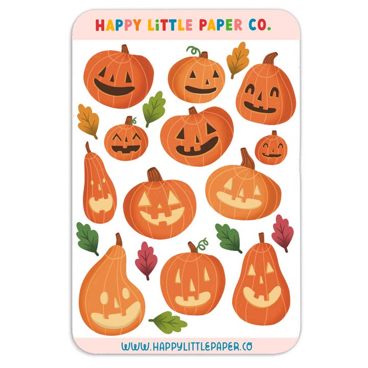 Halloween Pumpkin Sticker Sheet for wholesale by Happy Little Paper Co