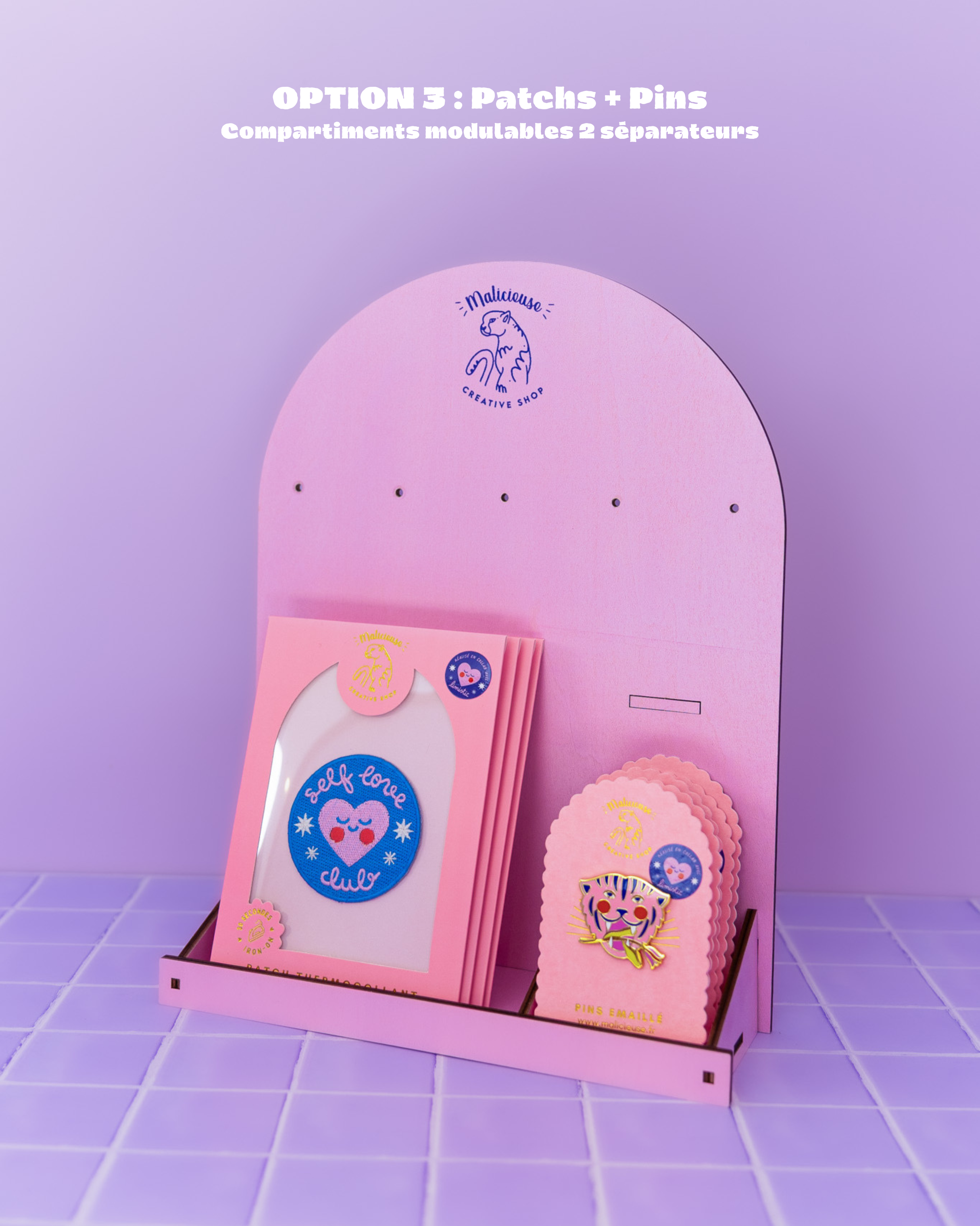 MALICIEUSE - Wholesale Jewelry Stand & Display - Wooden Pin and Keychain Display - Shop Display5