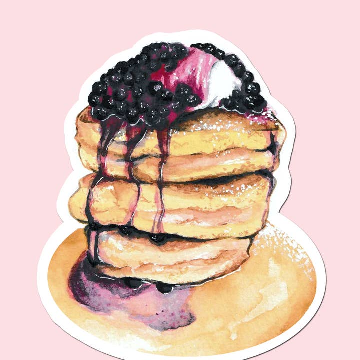 Pancakes Waterproof matte sticker for wholesale by Tonton Art