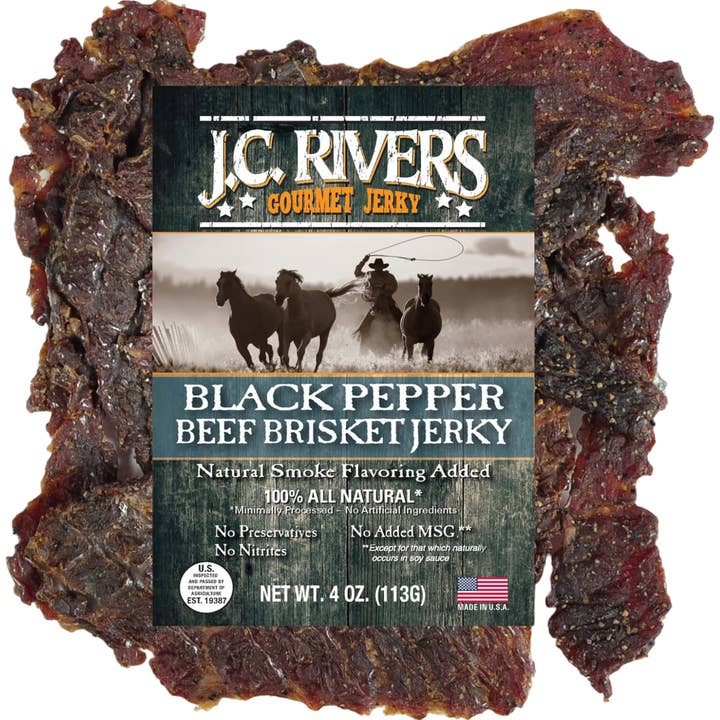 Cow Crack Wholesale - Wholesale Jerky - J.C. Rivers Black Pepper Brisket Jerky 3 oz