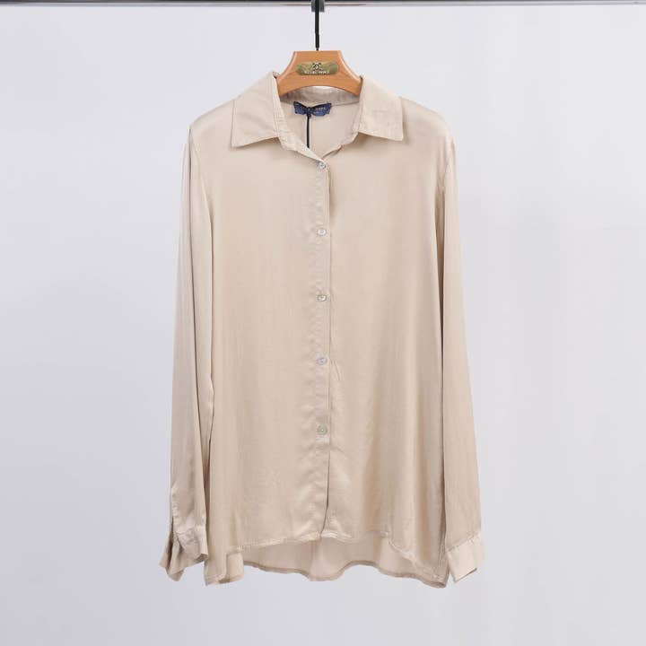 DB56110 satin viskose skjorte for engroshandel hos Cecile Wang