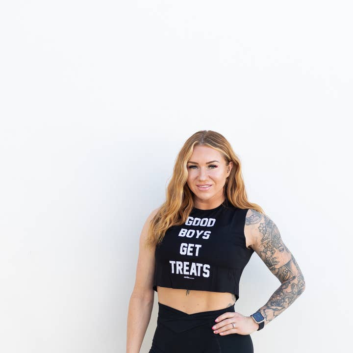 BLACK Good Boys Get Treats | Crop Top for wholesale on Faire