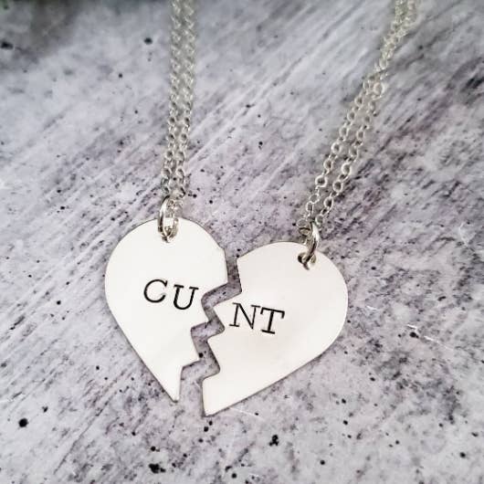 Salt and Sparkle - Vente Colliers à pendentif - Collier d'amitié BEST FUCKING FRIENDS avec cœurs brisés