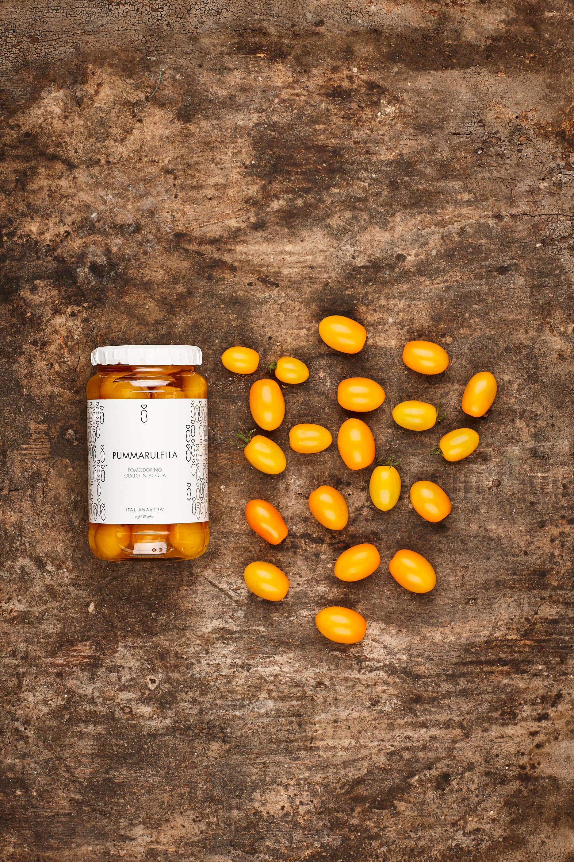 ITALIANA VERA S.R.L. - Venta al por mayor Verduras encurtidas - PUMMARULELLA - tomate Vesubio amarillo en agua 520g1