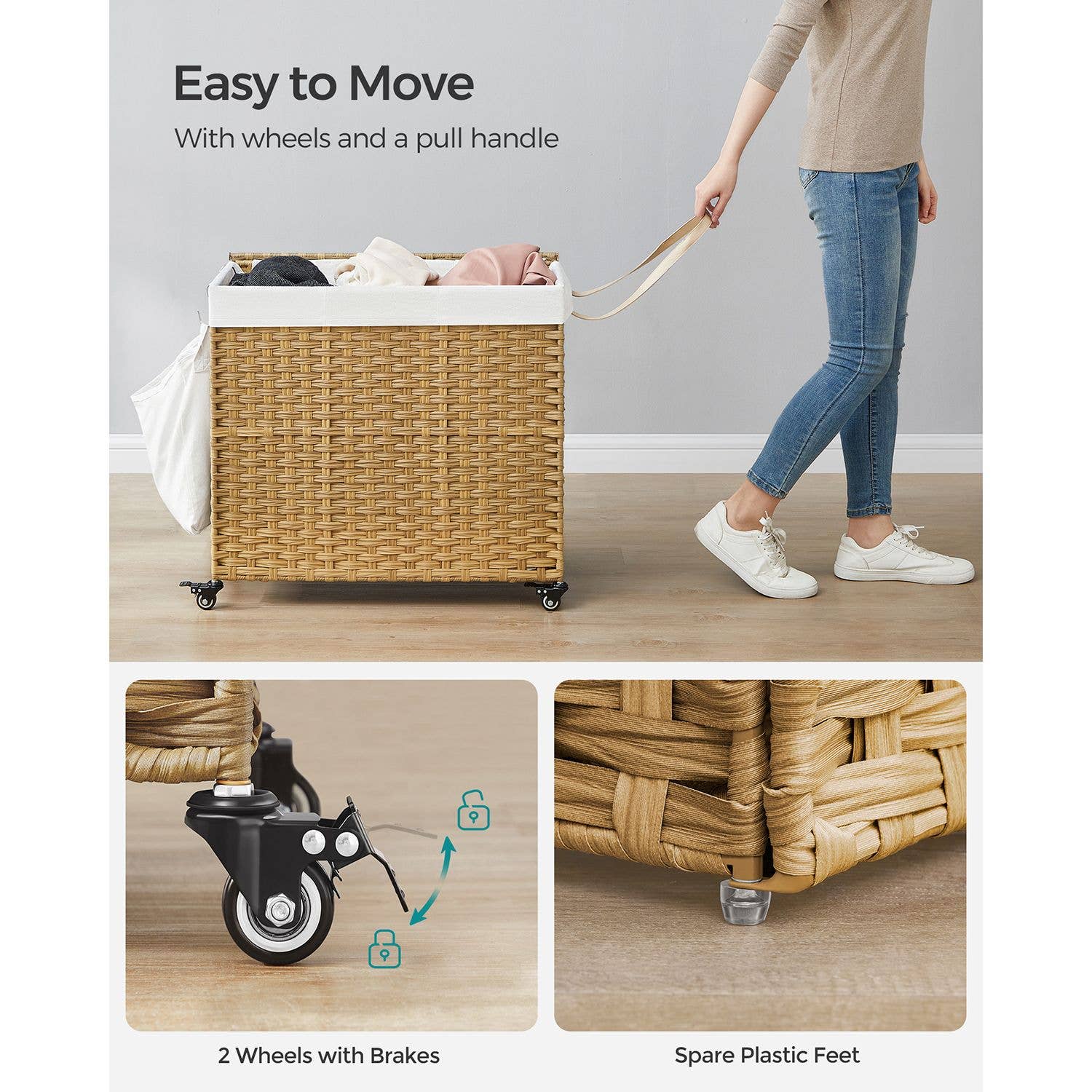 Greenwestons – wholesale Tvättkorg – 160L Rullande Tvättkorg med Hjul2