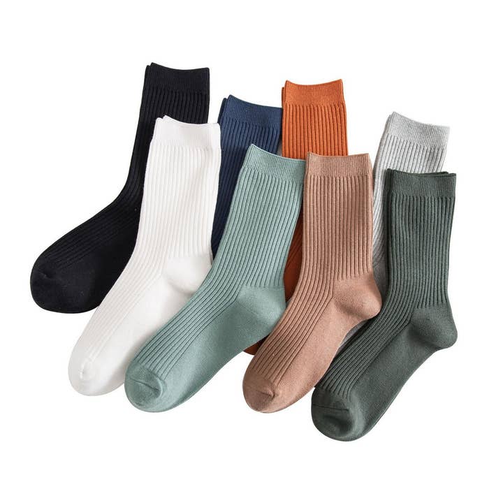 NINEXIS - Wholesale Socks - Unisex - CWMS02986_UNISEX SOLID RIBBED COTTON CREW SOCKS