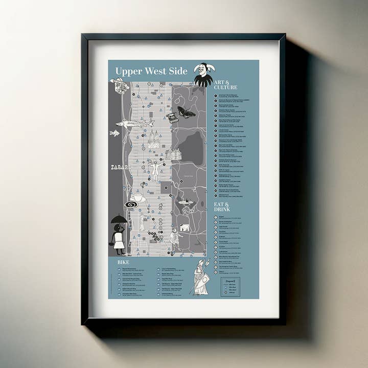 Carte de l'Upper West Side -- Impression d'art de vélo NYC pour la vente par Bicycle Utopia
