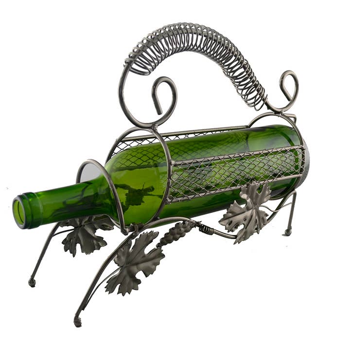 Wine Bottle Holder - Grape Leaves And Handle for wholesale by Three Star IM/EX Inc.