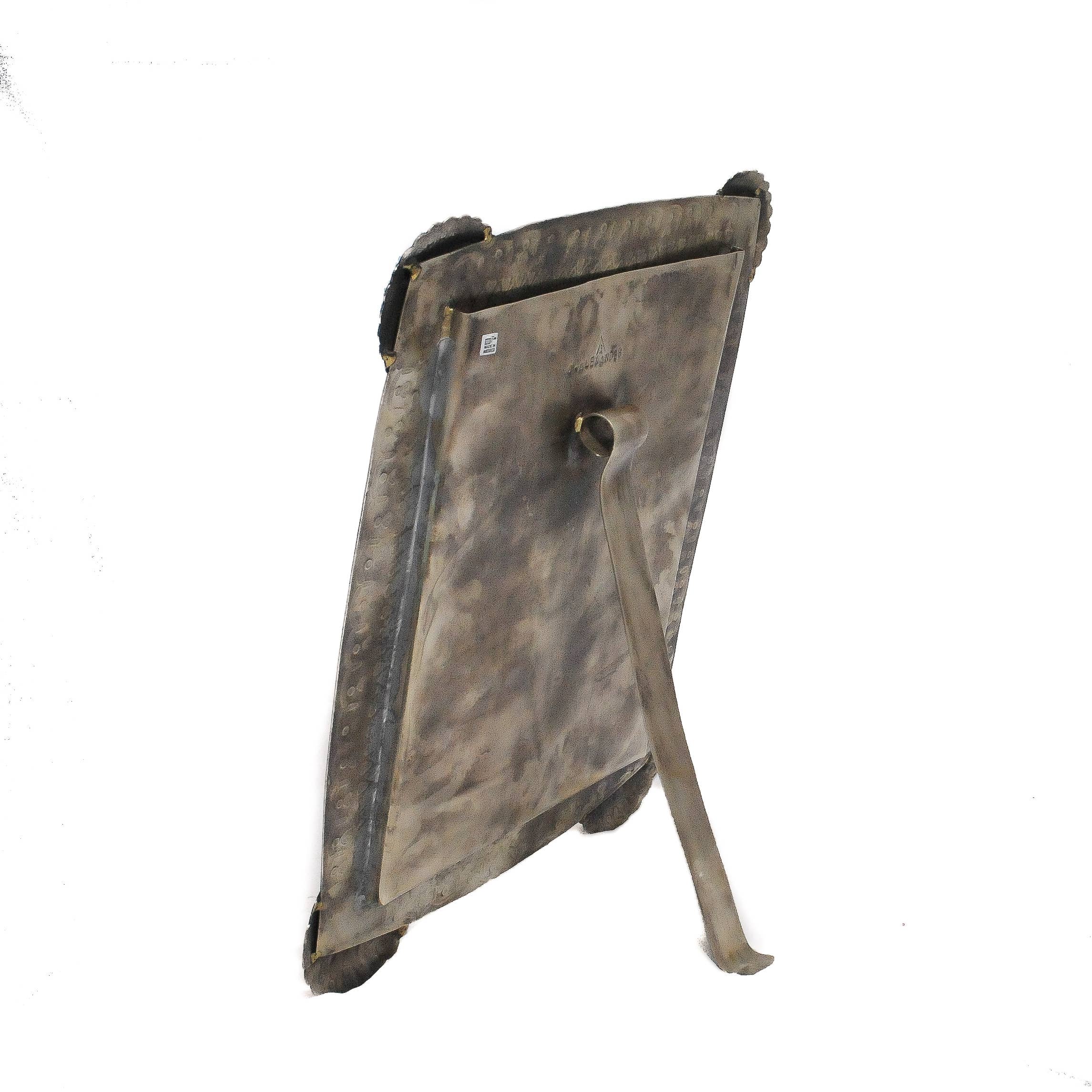 J.Alexander Rustic Silver - Vente Miroir de courtoisie - GRAND MIROIR DE COURTOISIE ESTAMPÉ WJA-009-T AVEC TURQ1