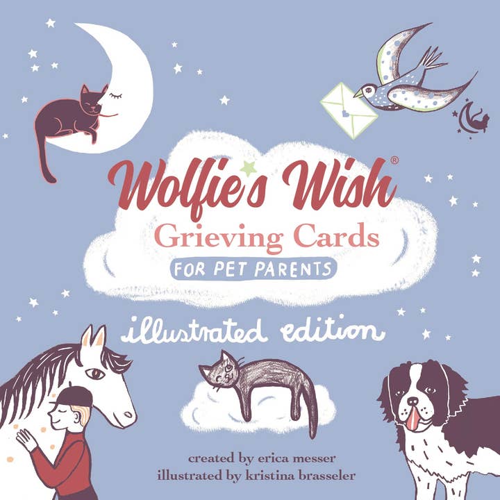 Cartes illustrées de soutien pour la perte d’un animal de compagnie pour la vente par Wolfie’s Wish