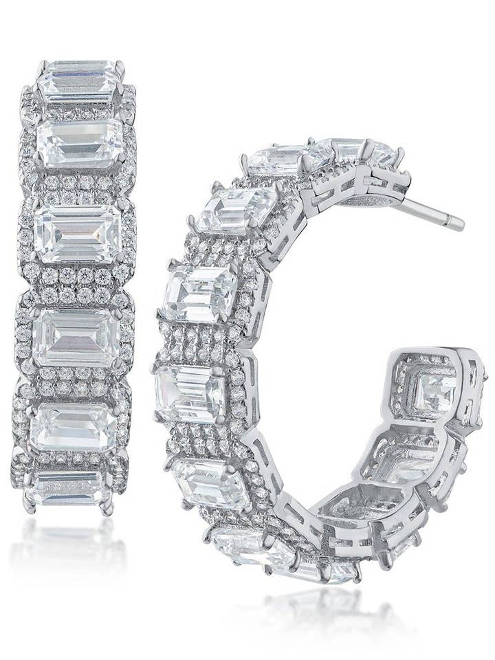 Statement Hoops aus Smaragd und Pavé für den Großhandel von CZ by Kenneth Jay Lane