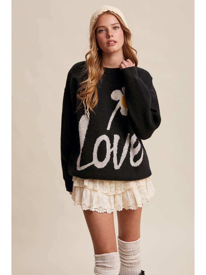 Listicle - Wholesale Knit Sweater - Women's - Love Daisy Graphic Sweater LSW082119
