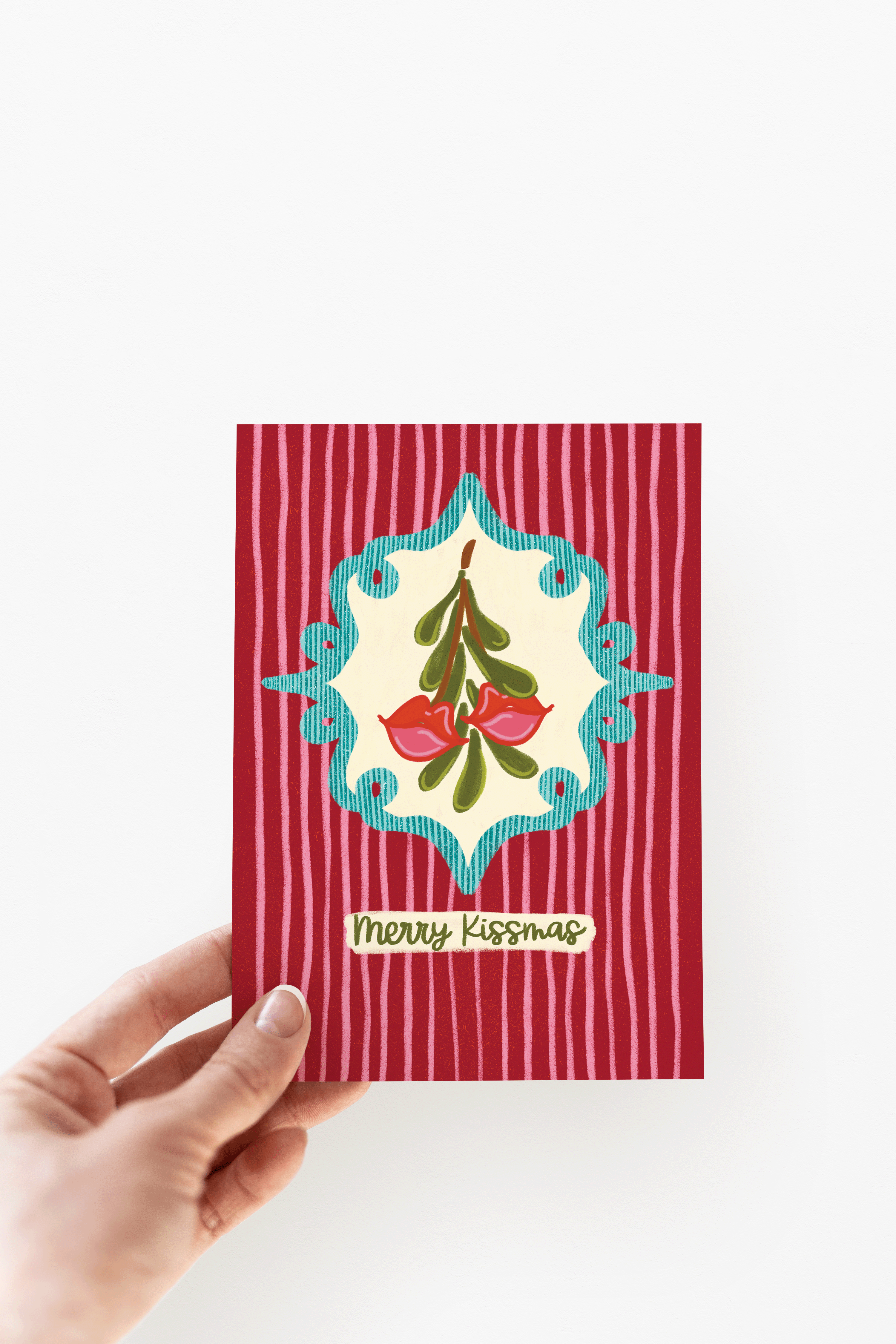 The Shelley Society - Wholesale Season's Greetings Card - Merry Kissmas Mistletoe Lips Kiss Holiday Love Greeting Card1