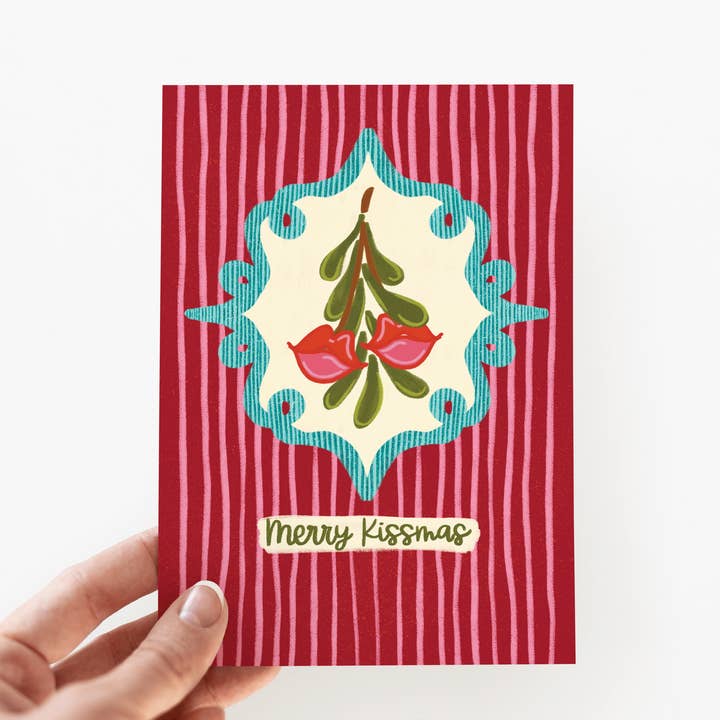 The Shelley Society - Wholesale Season's Greetings Card - Merry Kissmas Mistletoe Lips Kiss Holiday Love Greeting Card1