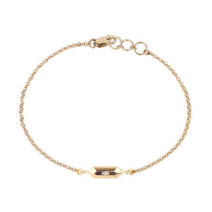 Corey Egan - Wholesale Link & Chain Bracelet - Fragment Chain Bracelet with Diamond in Gold