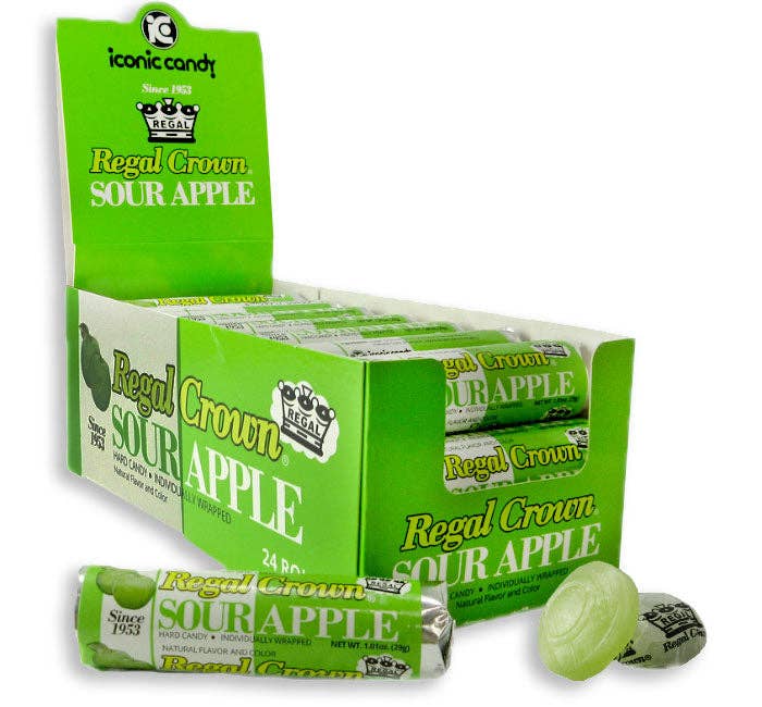 Pops Distro Inc - Wholesale Hard Candy - Regal Crown Sour Apple Rolls 24ct0