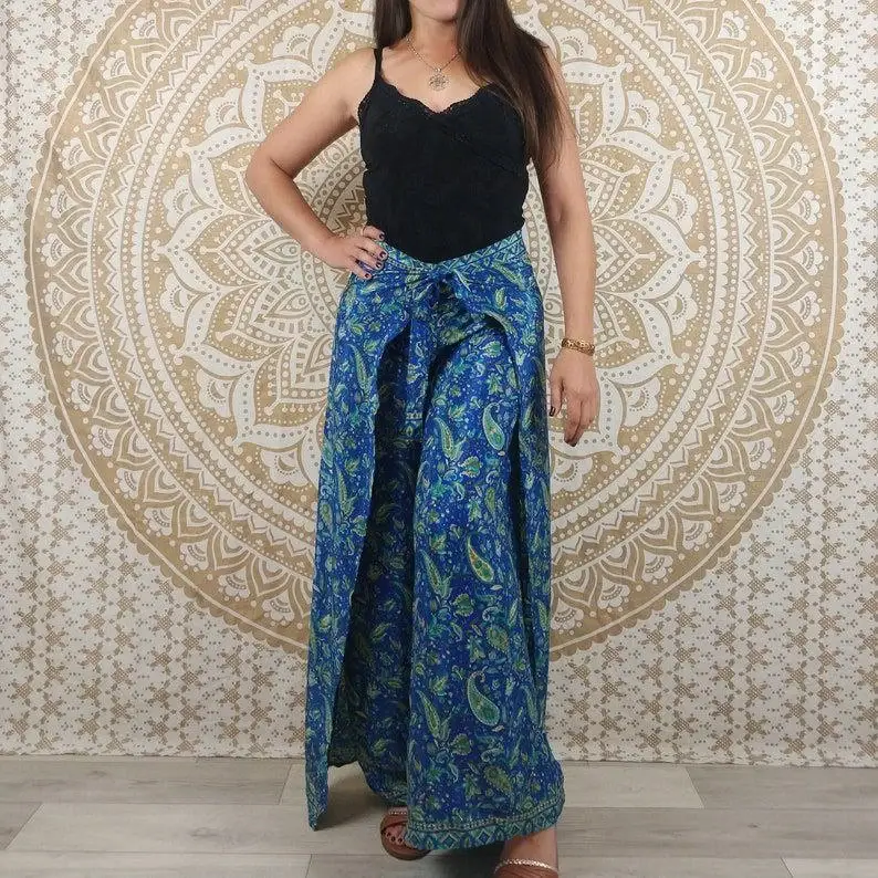 Bhawana Handicrafts - Wholesale Pants - Women's - 5 Piece Lot, Women Thai Pants in Indian Silk Boho Wrap Paint3