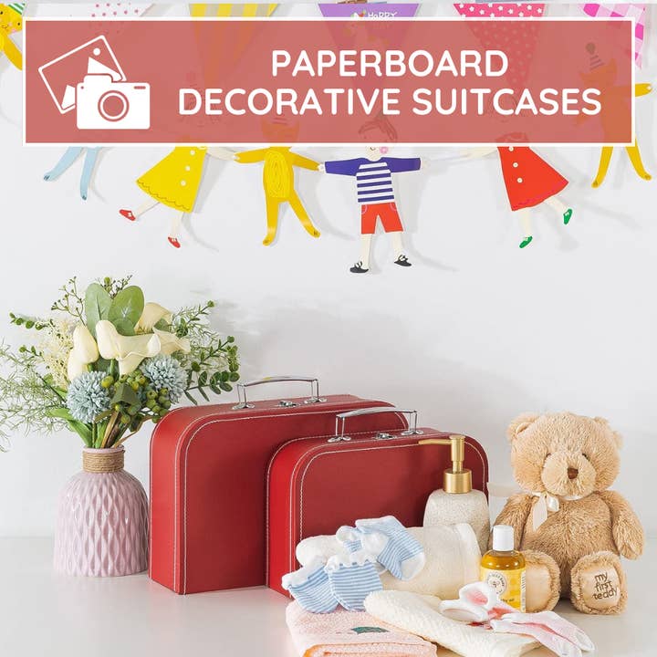 Soul & Lane - Wholesale Decorative Box - Set of 3 Rich Red Cardboard Suitcase Storage Box6
