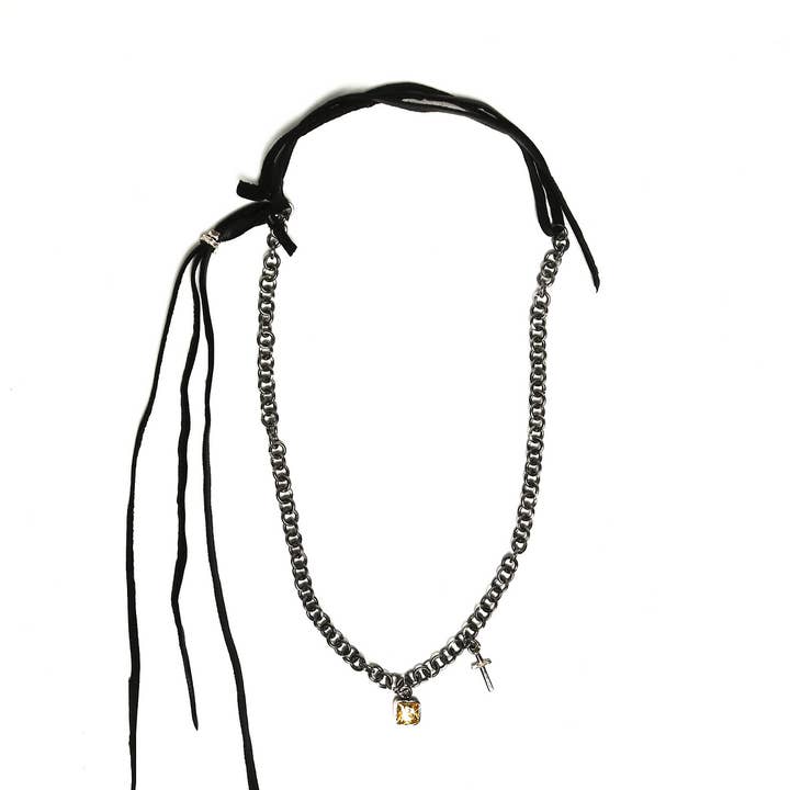 Collar de plata y cuero con dos colgantes para venta al por mayor de Alberto Gallinari