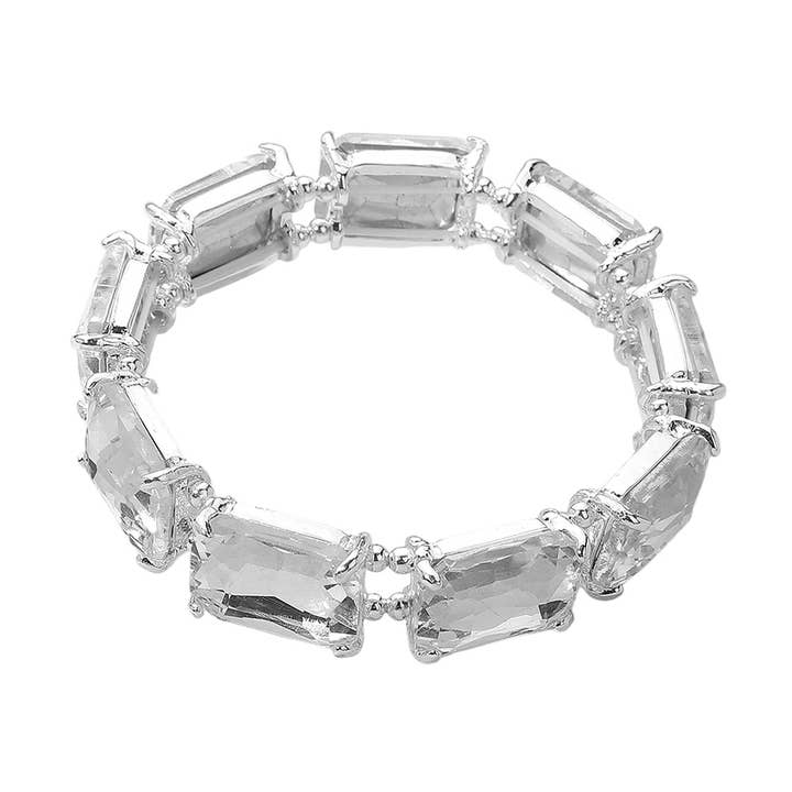 Sensibling Corp. - Wholesale Link & Chain Bracelet - Emerald Cut Stone Stretch Evening Bracelet1