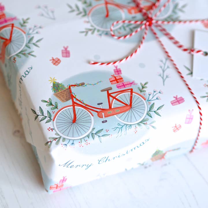 Christmas Bicycle Gift Wrap Pack for wholesale by Watercolour Sky