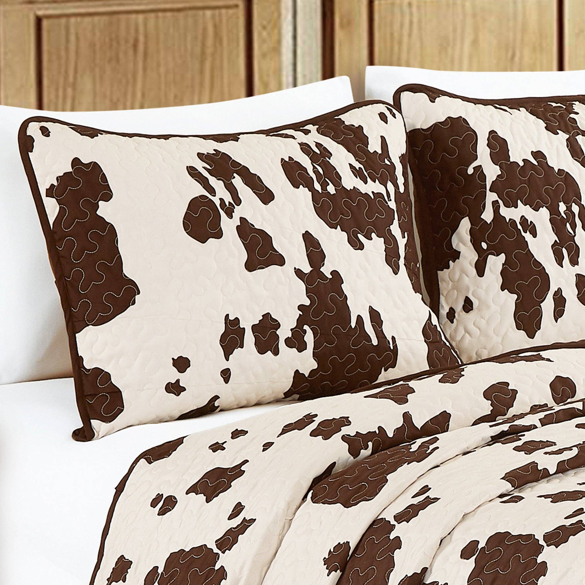 Linen Mart - Wholesale Bedding Set - Rustic Cowhide Brown Bedspread Quilt - 3 Piece Set2