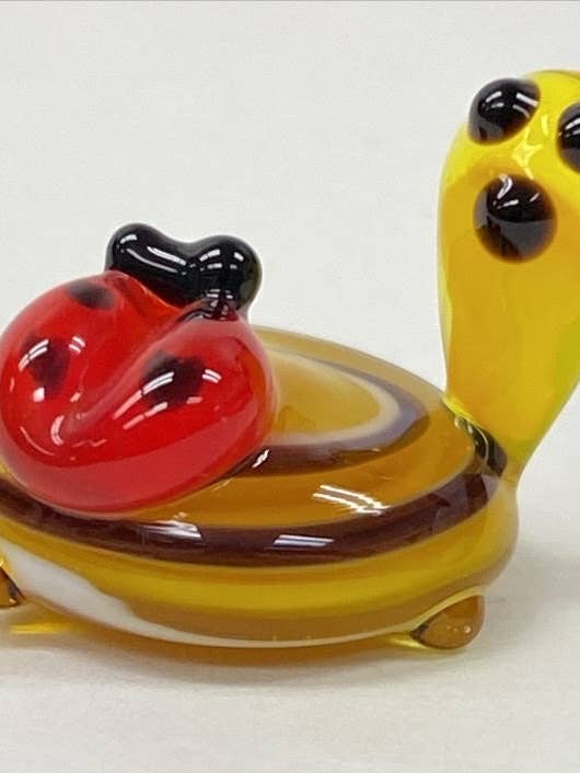Turtle w Ladybug Figurine, Mini Glass Murano Quality Lampworking Glass Figurine, Hand Made In Ukraine, A Great Addition To Your Collection for wholesale by Glass by Iness