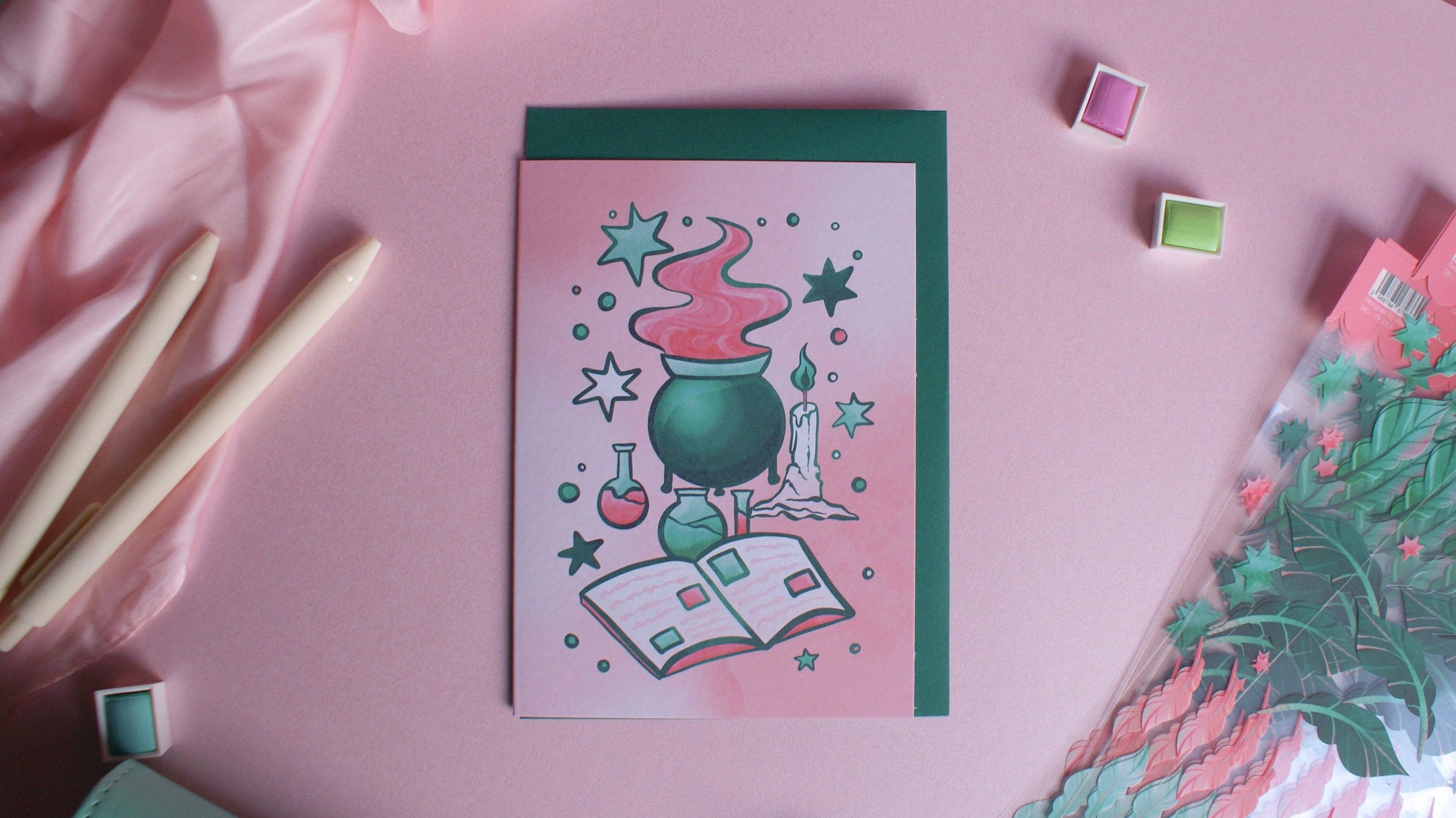 Flutter & Fern - Vente Carte de vœux classique - Fabrication de potions - Carte A60