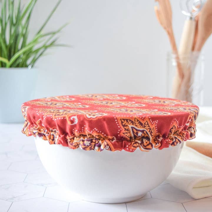 Reusable Dish Cover - Block Print Red for wholesale by Wild Clementine Co.