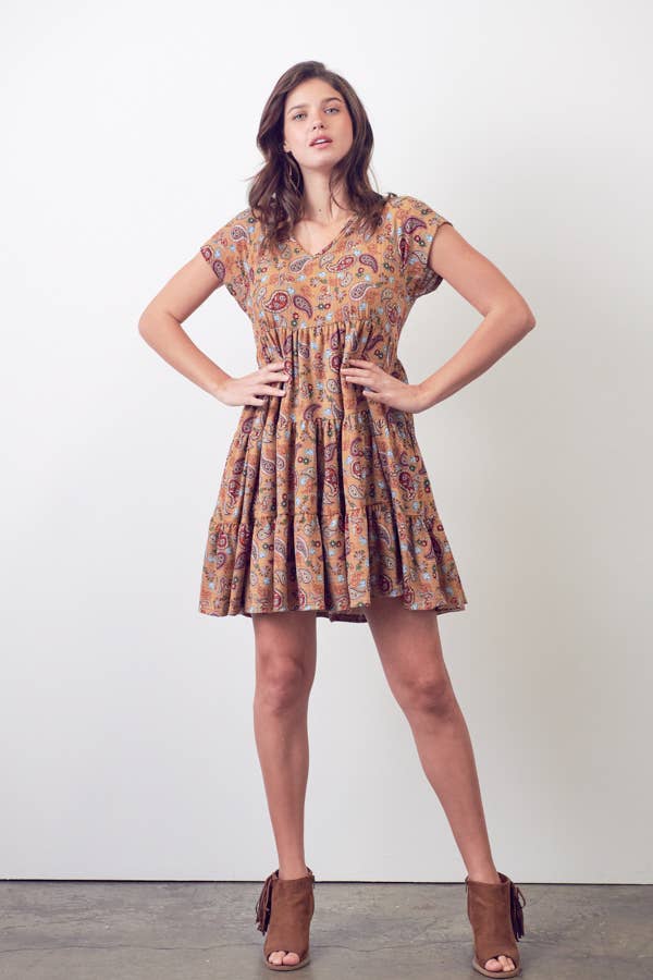 JADE BY JANE – wholesale Klänning - Dam – PAISLEY PRINT VNECK BABYDOLL-KLÄNNING - Bohemisk Stil13