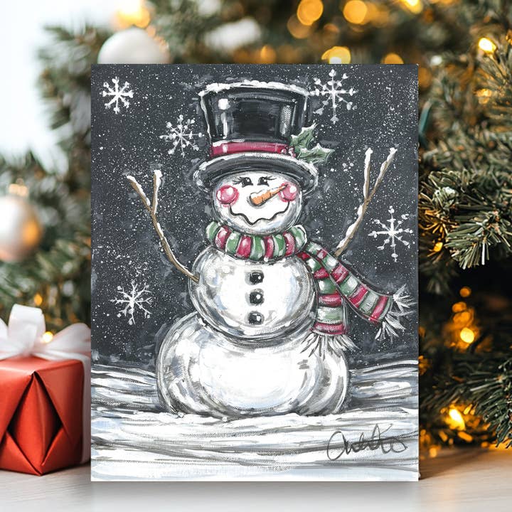 Rustic Nester - Vente Art mural pour les fêtes - Impression sur toile Snowman, décoration d'intérieur d'hiver, demeure saisonnière0