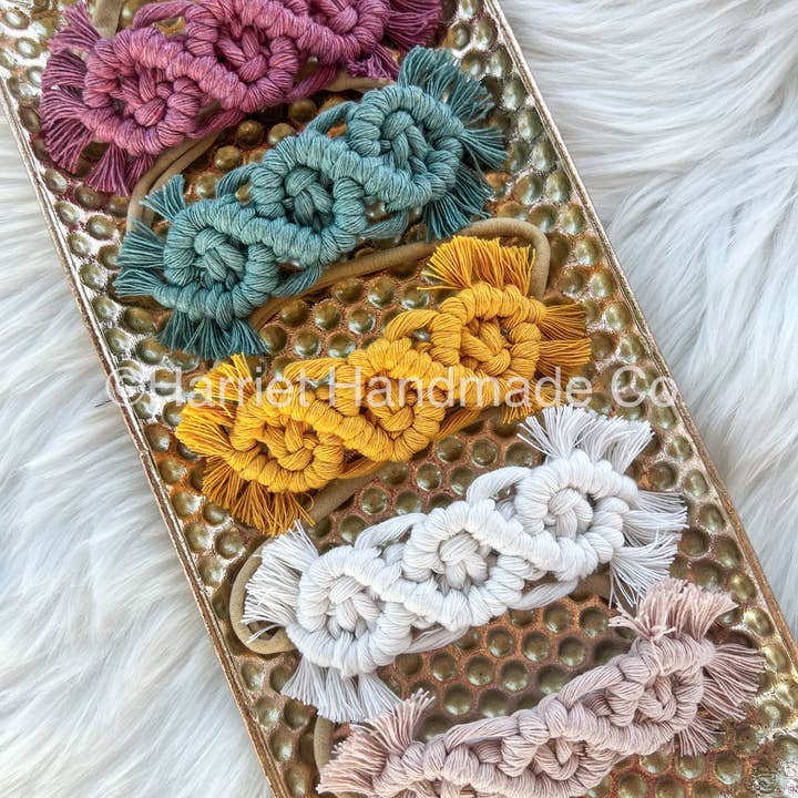 Triple Twist Boho Festival Macrame Bow Headband, 50+ Colors for wholesale by Harriet Handmade Co.