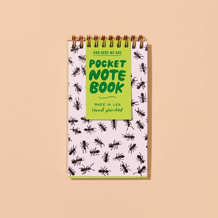 Kleine letterpress spiraalnotitieboek voor lente en zomer—Mieren voor wholesale door And Here We Are