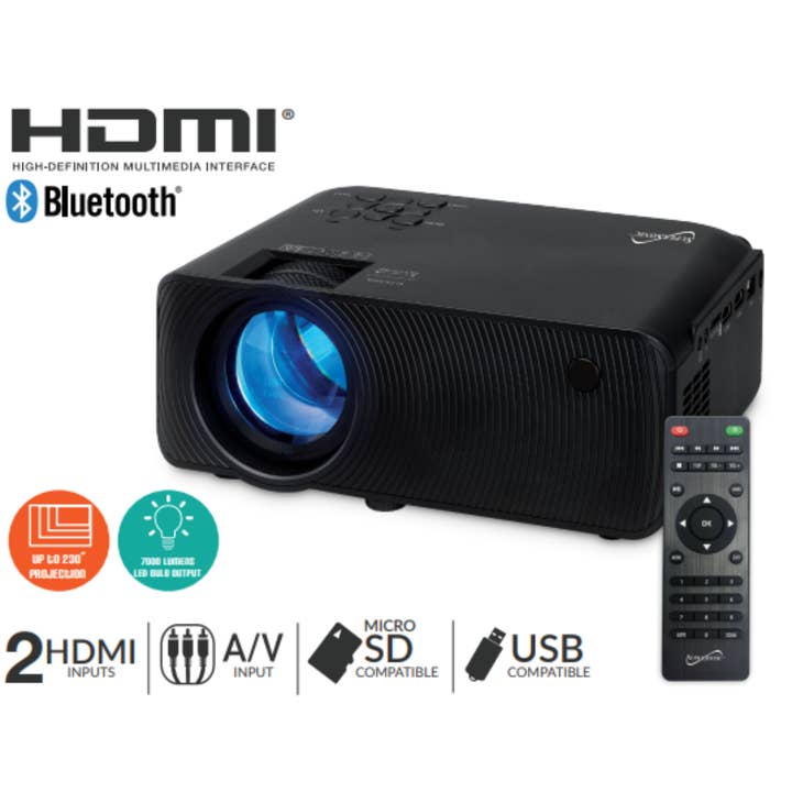 JupiterGear Home - Wholesale Small/Handheld Appliance - Supersonic Home Theater Projector with Bluetooth