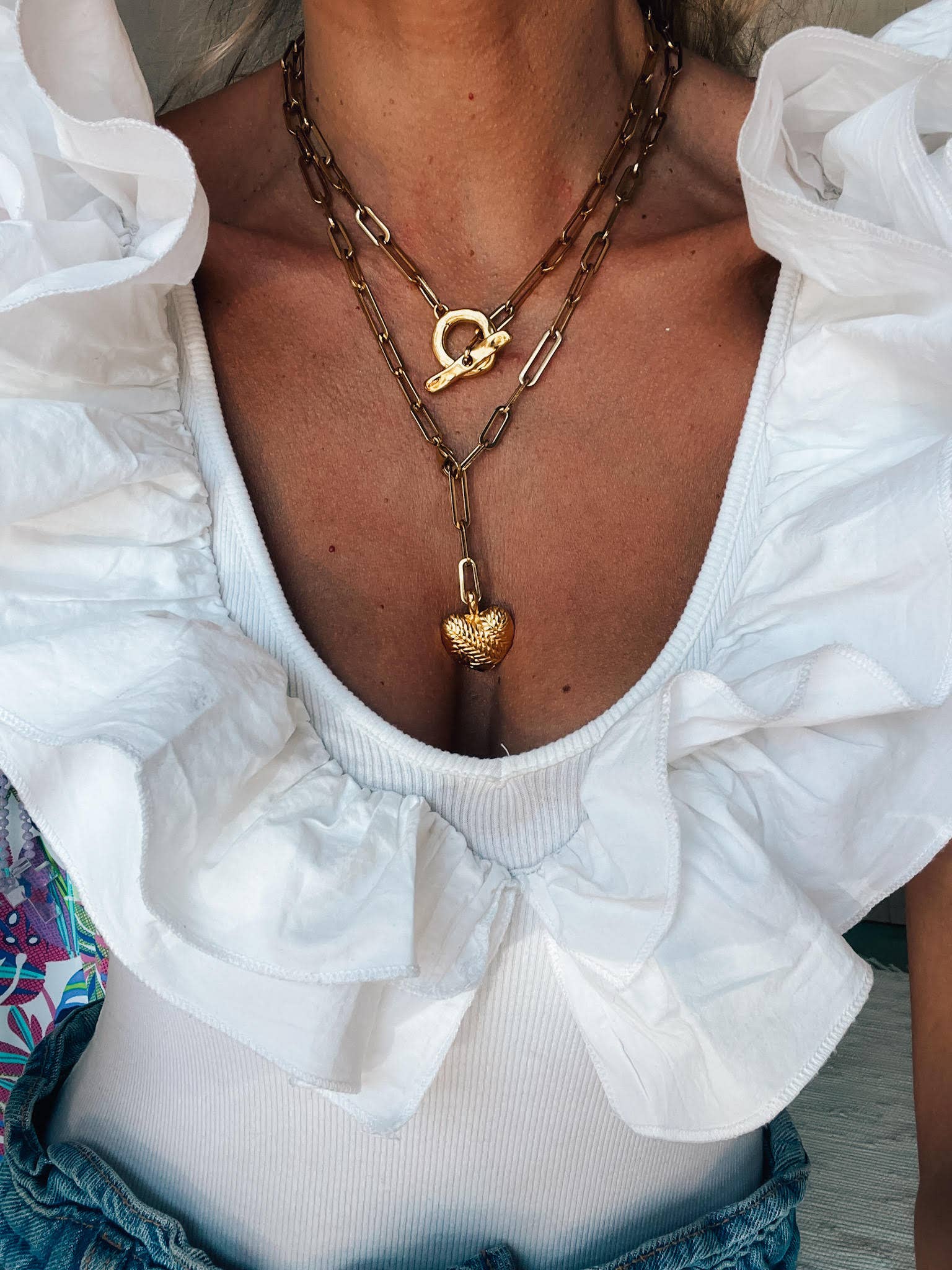 Goupi - Vendita all'ingrosso Collana con ciondolo/pendaglio - Catena a maglie in acciaio dorato con ciondolo a cuore placcato in oro2