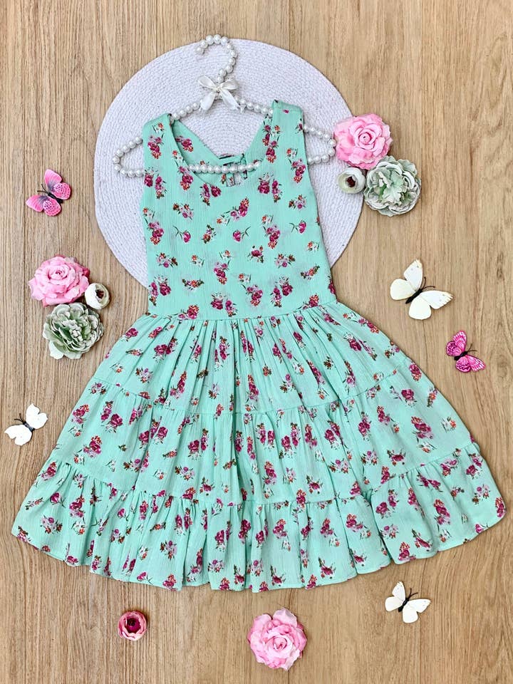 Boho Mint Floral Casual Spring Dress for wholesale on Faire