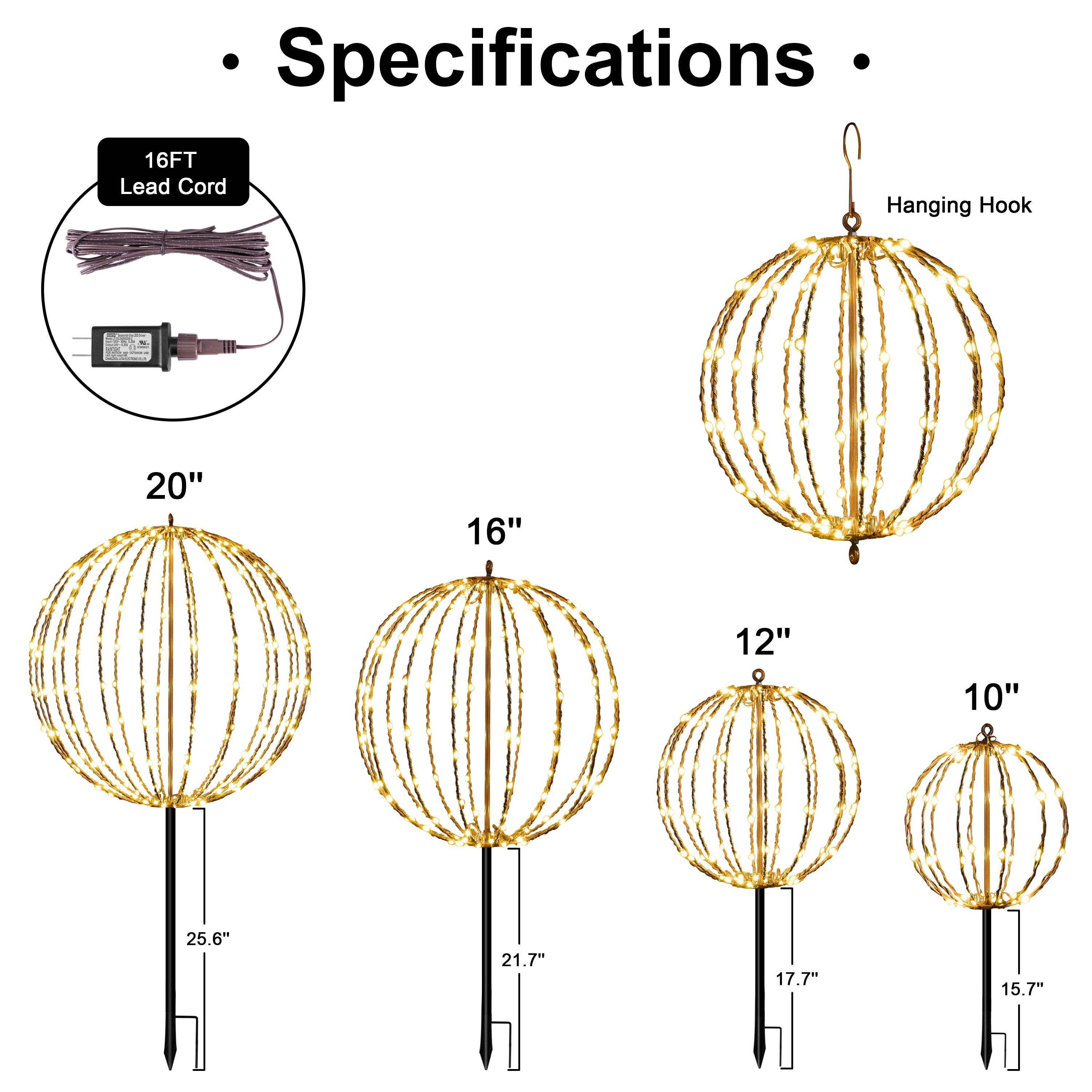 LIGHTSHARE - Wholesale Outdoor/Lawn Light - LED Ball Light, Warm White, Various Sizes and Finishes17