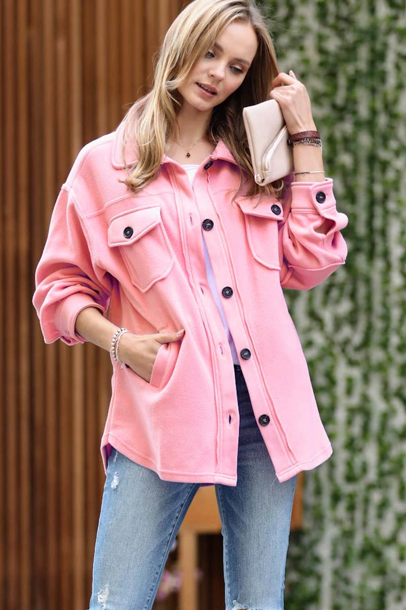 42POPS - Vendita all'ingrosso Giacca a camicia - Donna - ", Giacca in pile basic/oversizee con toppe sui gomiti11