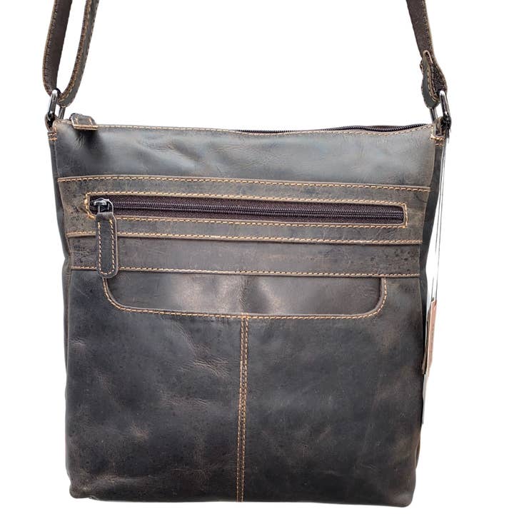 Women Shoulder Bag LD008 Brown for wholesale by Greenwood Leather