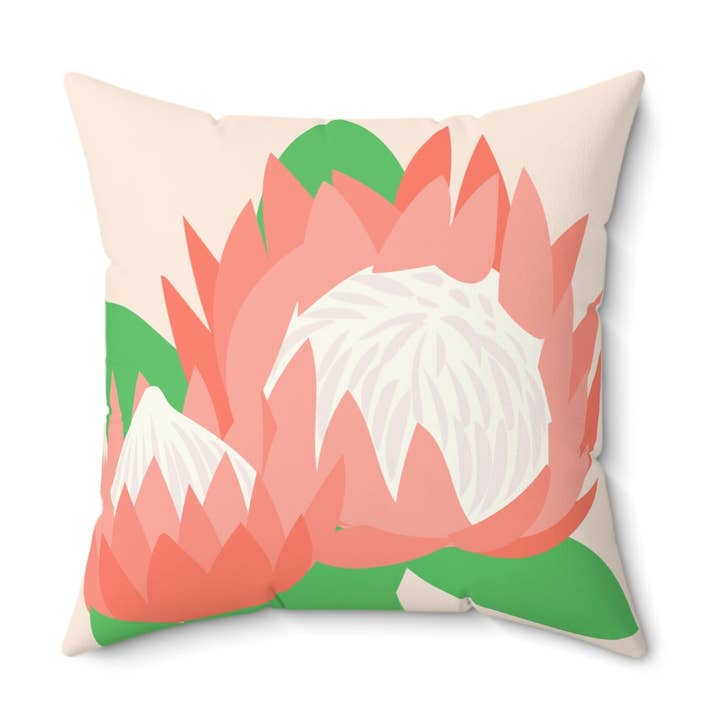 King Protea Spun Polyester Square Pillow for wholesale by DANESSA