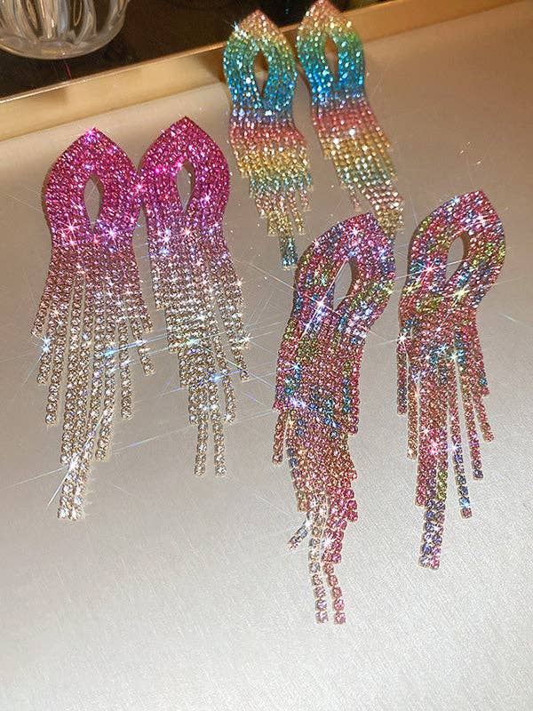 UZ Wholesale Store - Wholesale Tassel Earrings - Gradient Hollow Tasseled Earrings - Gold, Fuchsia, Colorful7